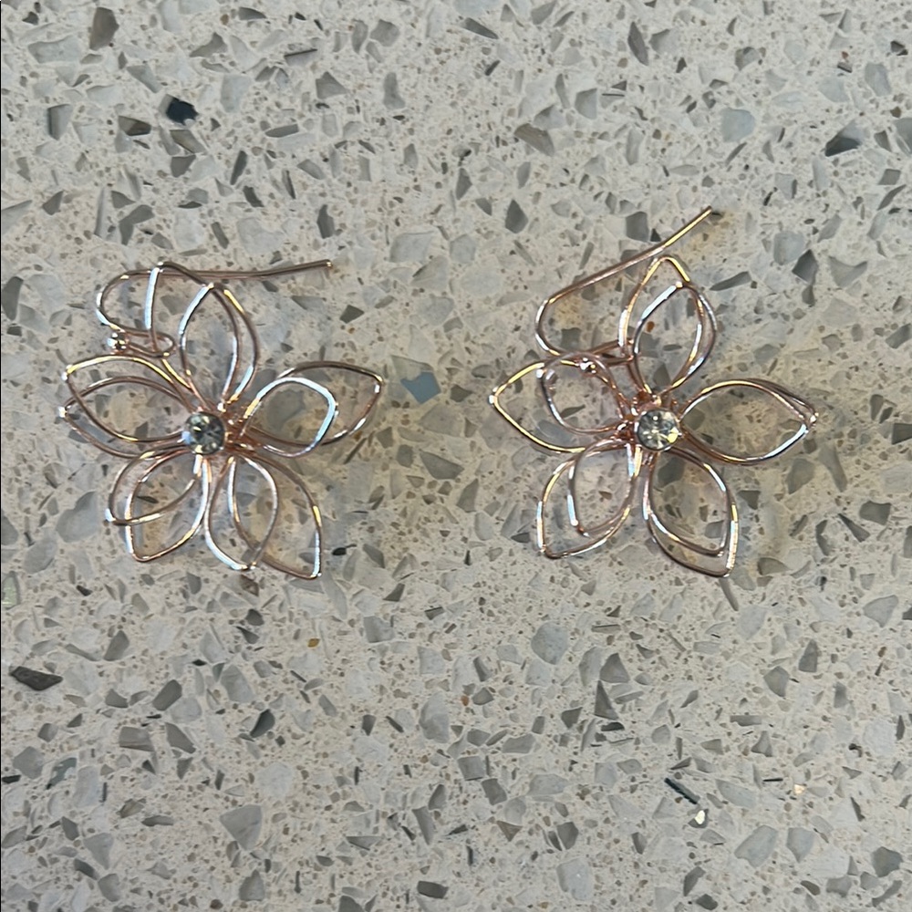 Elegant Floral Rose Gold Earrings